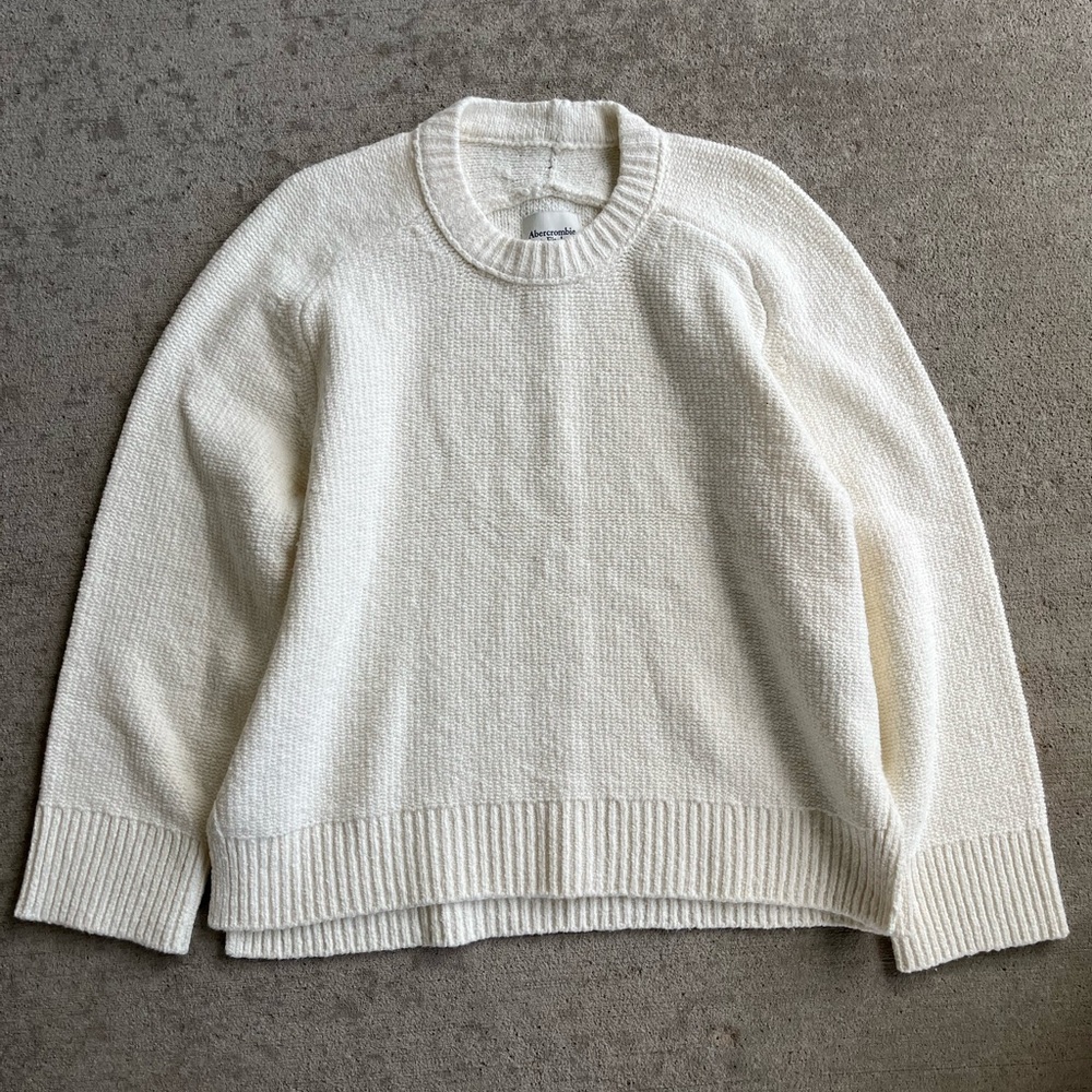 Abercrombie and Fitch Madeline sweater crewneck pullover knit top ivory NWOT